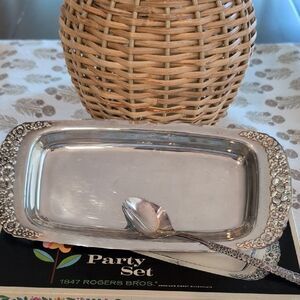 1847 Rogers Bros. Silverplate Party Set Relish Tray & Spoon In Original Box